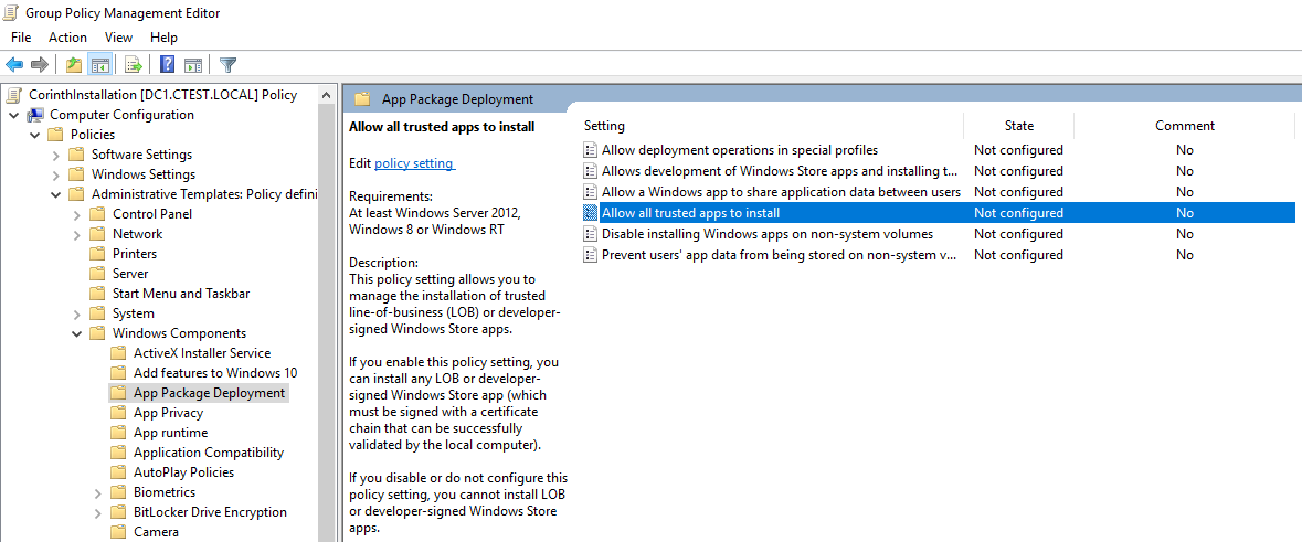 Active Directory Group Policy (Sideloading)